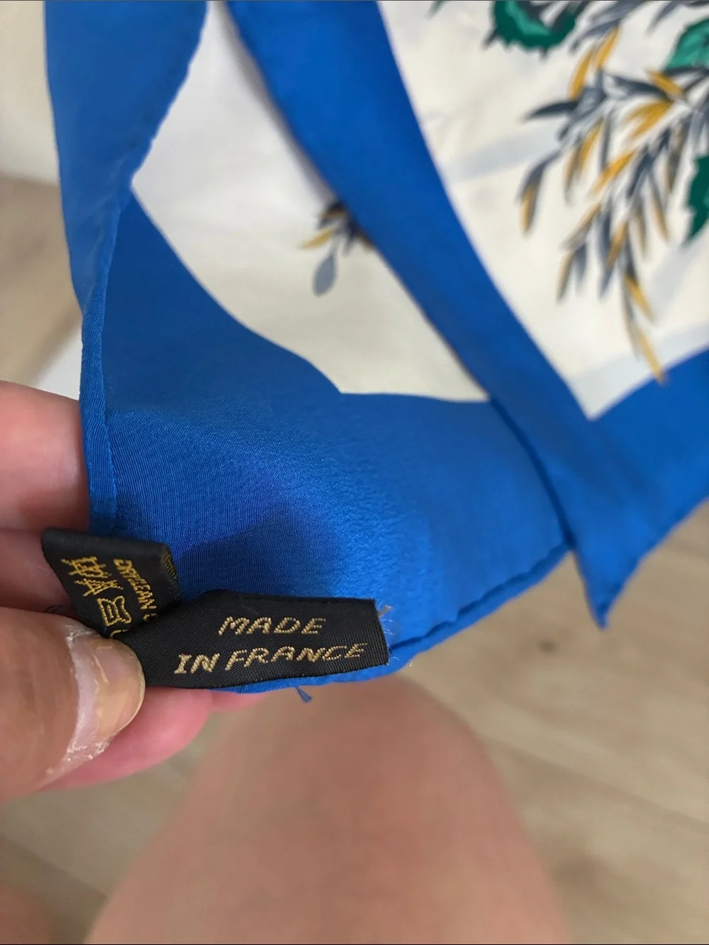 Pierre Cardin Floral Scarf with Blue Border